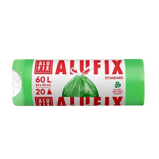 Мешки для мусора ALUFIX, с затяжками, green, 60л, 20шт