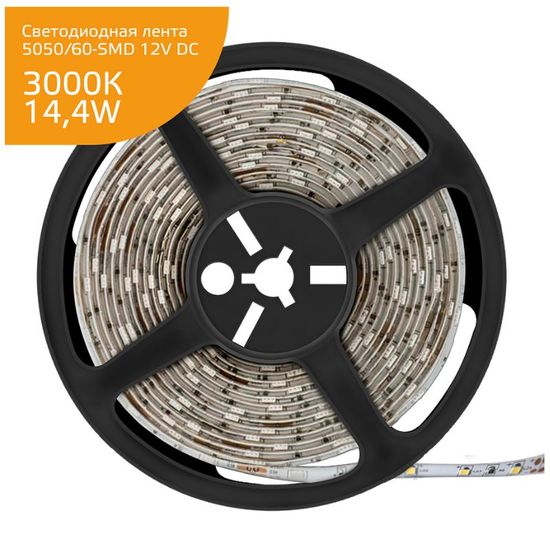 Лента светодиодная GAUSS Elementary 5050, 60-SMD 14.4W, 3000K, 510lm, 12V DC, IP20, ZIP Bag 5 м, 1, 50, изображение 2