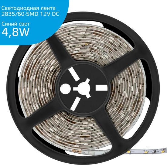 Лента светодиодная GAUSS Elementary 2835, 60-SMD 4.8W, 12V DC, IP66, синий, ZIP Bag 5 м, 1, 50, изображение 2