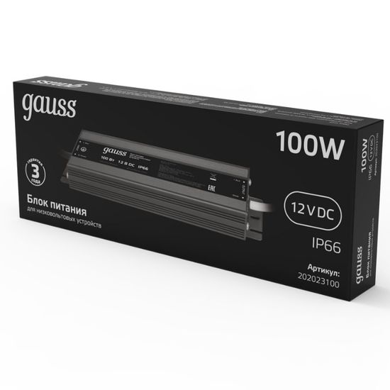 Блок питания GAUSS PS для светодиодной ленты 100W, 12V, IP66, 1, 15, изображение 3