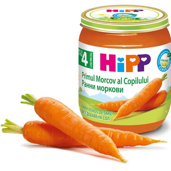 Piure HiPP Legume, Primul morcov al copilului, de la 4 luni, 125 g