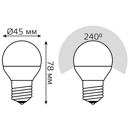 Bec GAUSS Black G45 LED 7W, E27, 3000K, 520lm, IP20, рasul de estompare, 5 image