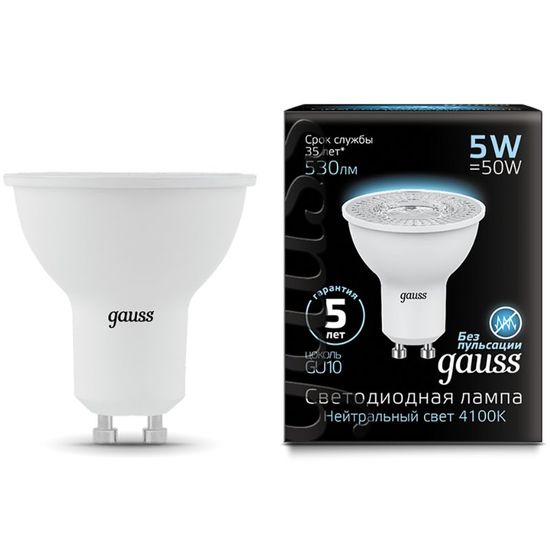 Bec GAUSS Black MR16 LED 5W, GU10, 4100К, 530lm, IP20