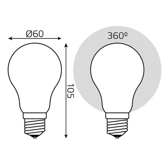 Bec GAUSS Filament milky A60 LED 10W, E27, 4100K, 860lm, IP20, dimm1, 40, 4 image