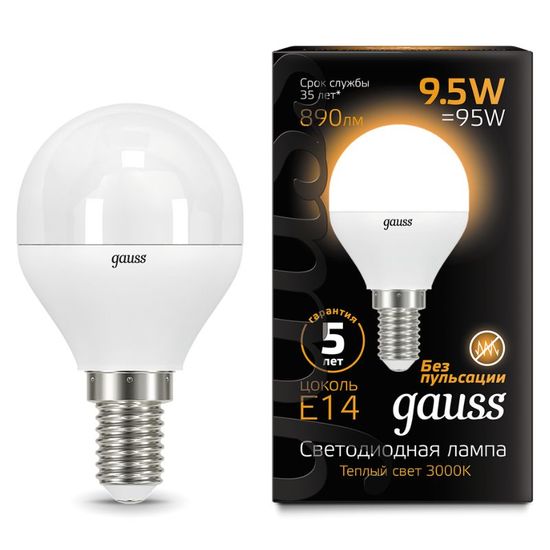 Bec GAUSS Black G45 LED 9.5W, E14, 3000K, 890lm, IP20, 1, 10, 100, 2 image