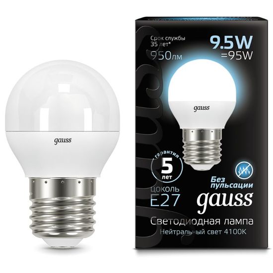 Bec GAUSS Black G45 LED 9.5W, E27, 4100K, 950lm, IP20, 2 image