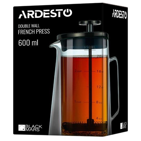 Presа francezа ARDESTO Black Mars cu pereti  dubli , 600 ml, 4 image