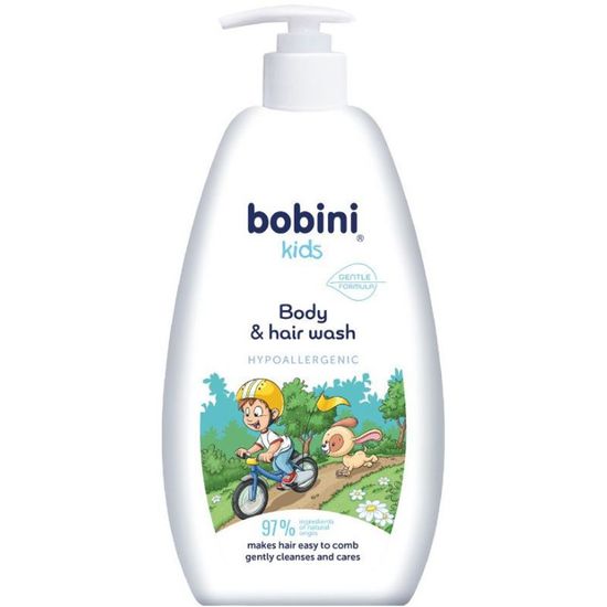 Sampon-gel Bobini pentru copii, hipoalergenic, cu dozator, 500 ml