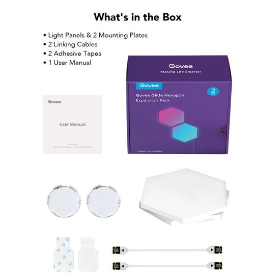 Шестиугольные световые панели GOVEE Hexagon Lights Glide Hexa Light Panels, 10 Pack, Wi-Fi + BT / Multicolor, изображение 2