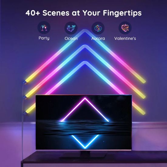 Set lampi de perete GOVEE Wall Lamps Glide RGBIC Wall Light, Wi-Fi + BT / Multicolor, (6+1), 2 image