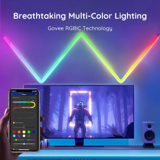 Set lampi de perete GOVEE Wall Lamps Glide RGBIC Wall Light, Wi-Fi + BT / Multicolor, (6+1), 7 image