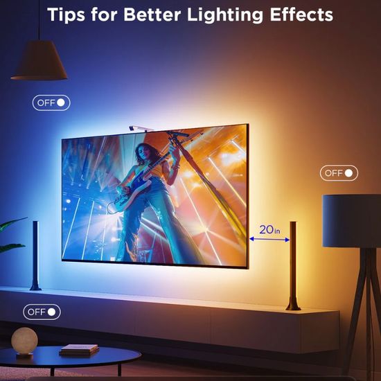 Светодиодная лента для телевизора GOVEE TV Light Strip RGBICW TV Backlight 3 Lite Kit, (55”-65” + Light Bars 40”-70”), изображение 8