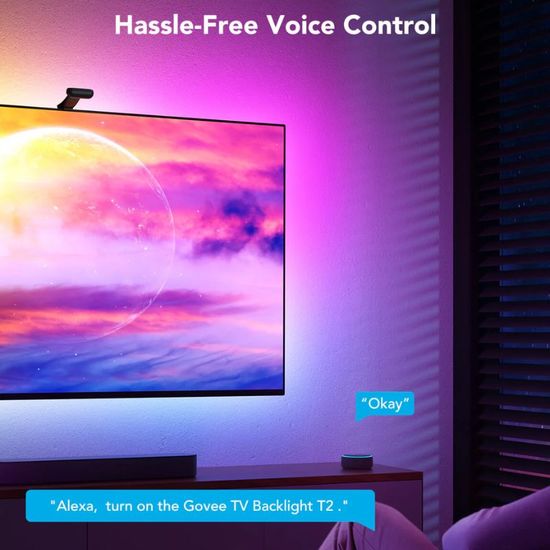 Banda LED pentru televizor GOVEE TV Light Strip RGBIC Envisual TV Backlight T2 with Dual Cameras (75”-85”), 9 image