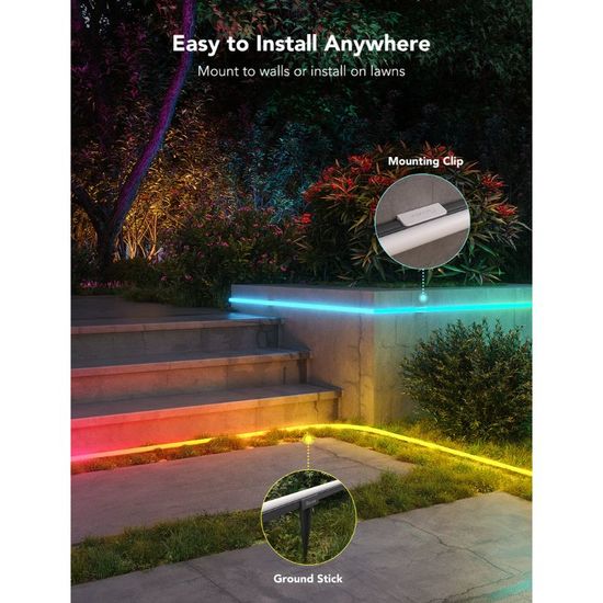Наружная светодиодная лента GOVEE Outdoor Strip Lights, RGBIC, Outdoor, Neon, 10м, изображение 5