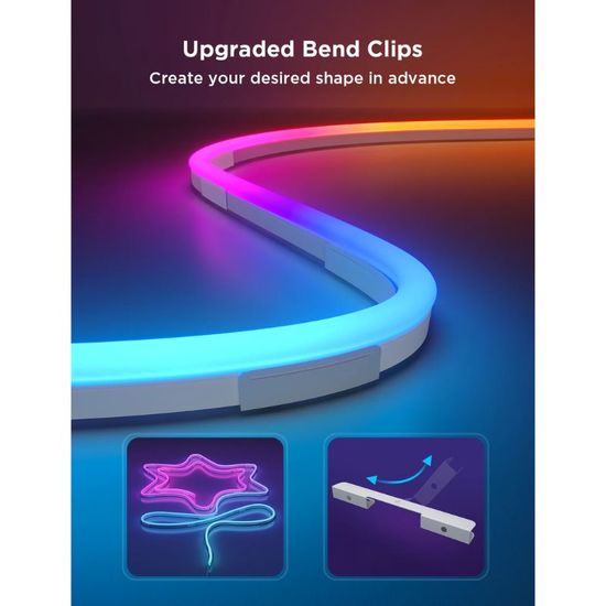 Banda LED neon GOVEE Light Strip Neon Rope 2, Multicolor / Wi-Fi + BT / White, 5m, 3 image