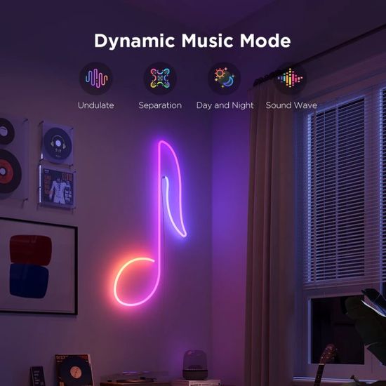 Banda LED neon GOVEE Light Strip Neon Rope 2, Multicolor / Wi-Fi + BT / White, 5m, 7 image