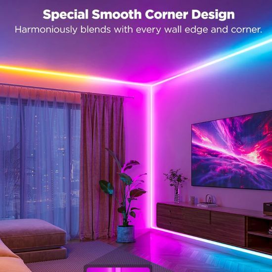 Неоновый шнур для облицовки стен GOVEE Light Strip Neon Rope Light for Wall Lining, Multicolor / Wi-Fi + BT, 5м, изображение 4