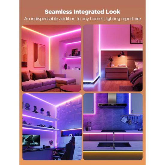 Неоновый шнур для облицовки стен GOVEE Light Strip Neon Rope Light for Wall Lining, Multicolor / Wi-Fi + BT, 5м, изображение 5