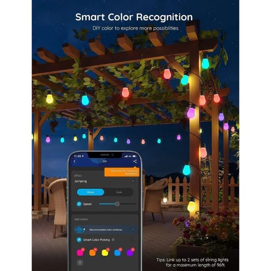 Ghirlanda de exterior GOVEE Outdoor String Lights RGBIC Smart Outdoor, 15 Light Bulbs, 15m, 11 image
