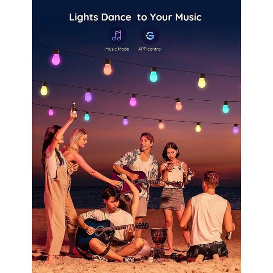 Ghirlanda de exterior GOVEE Outdoor String Lights RGBIC Smart Outdoor, 15 Light Bulbs, 15m, 10 image