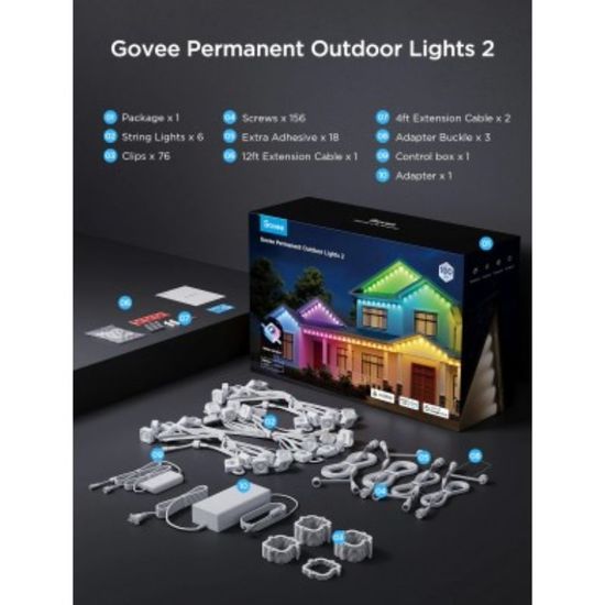 Iluminat pentru exterior GOVEE Outdoor Lights RGBICW Permanent 2, 72 Lights, 30m, 6 image