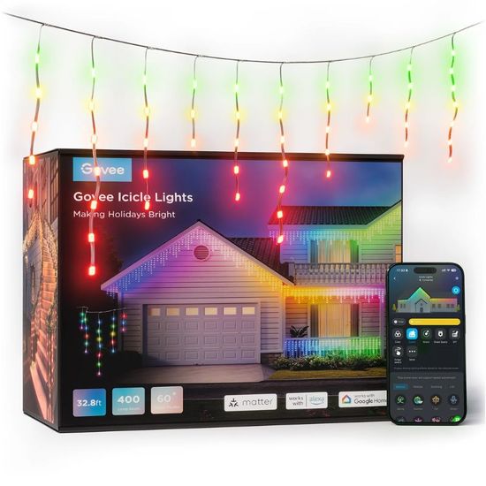 Уличная гирлянда в виде сосулек GOVEE Outdoor Icicle Lights RGBIC, 10м