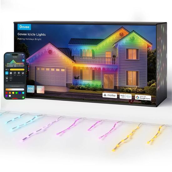 Уличная гирлянда в виде сосулек GOVEE Outdoor Icicle Lights RGBIC, 10м, изображение 10