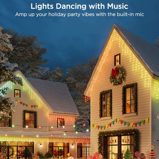 Уличная гирлянда в виде сосулек GOVEE Outdoor Icicle Lights RGBIC, 10м, изображение 7