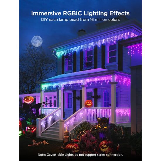 Уличная гирлянда в виде сосулек GOVEE Outdoor Icicle Lights RGBIC, 10м, изображение 4