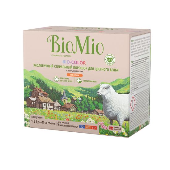 Стиральный порошок BioMio BIO COLOR, экологичный, сухой, для цветного белья, универсальная стирка, 1.5 кг