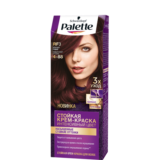 Крем-краска для волос PALETTE, RF-3 (4-88) Красный Гранат, 110 мл