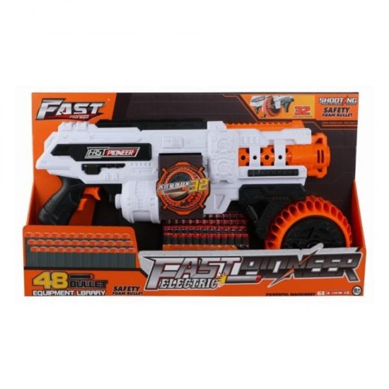 Игрушечный бластер электрический FAST PIONEER BIG509, 48 снарядов, вращающийся цилиндр