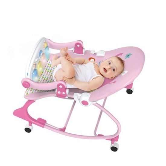 Scaunel multifunctional YAYA DUCK BABYLOVE 3689-A, roz, cu sunete si roti, ZJA342172