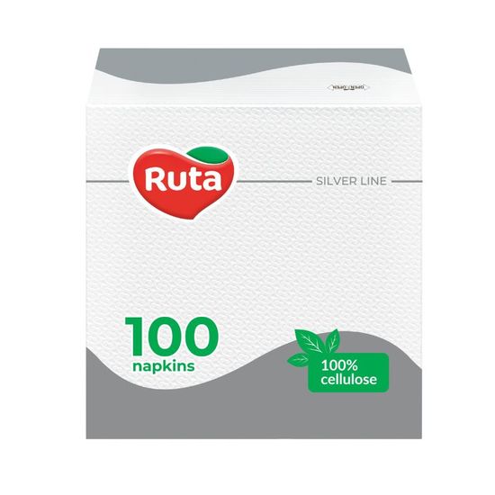 Салфетки кухонные RUTA 1 слой, белые, 33 х 33 см, 100 шт