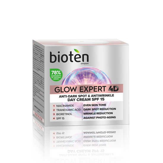 Crema de zi BIOTEN GLOW EXPERT 4D, impotriva petelor inchise si a ridurilor, 50 ml