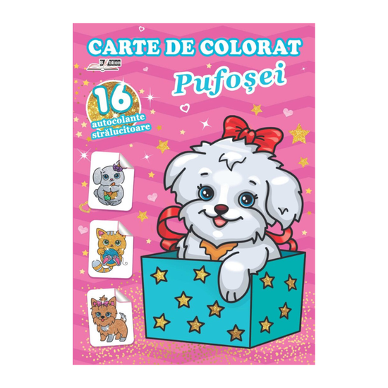 Carte de colorat BIBLION, Pufosei, 16 autocolante stralucitoare