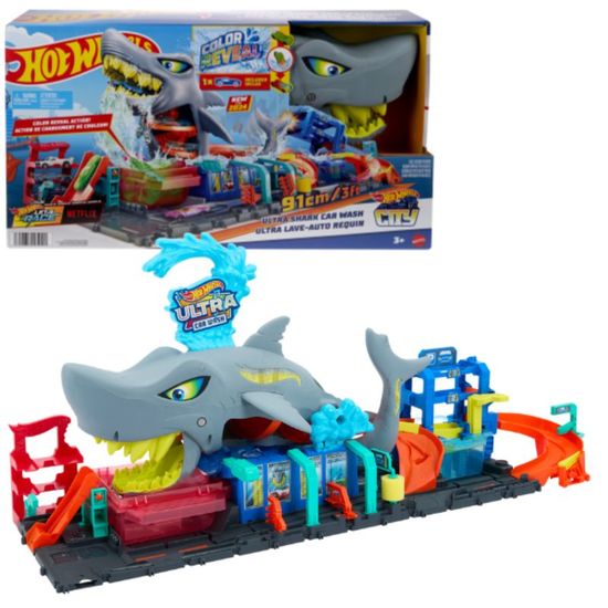 Set de joaca HOT WHEELS City Ultra Shark Car Wash Track