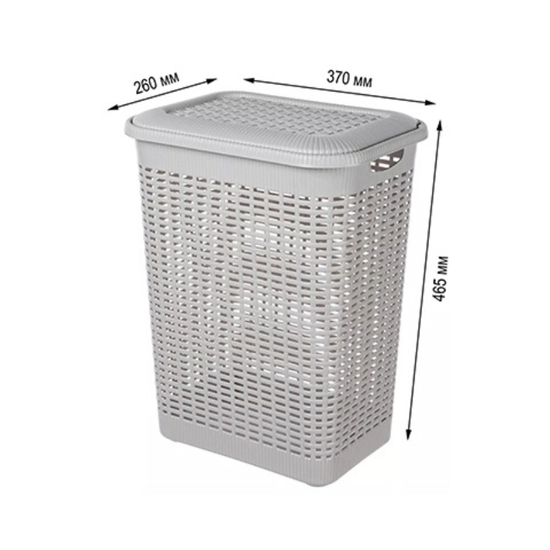 Cos pentru rufe ECONOVA, cu capac, gri deschis, 30 l, 37x26x46.5 cm, 2 image