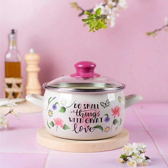 Кастрюля METALAC Small things, эмалированная, крышка стекло, D20c м, 4.2 л, изображение 3