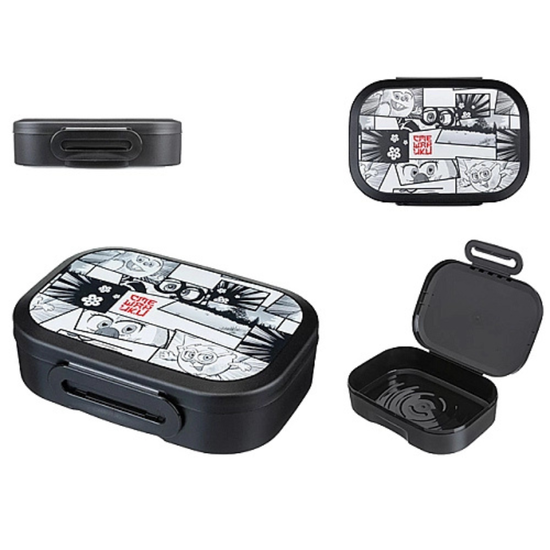 Lunch-box Plastishka Smesarichi, pentru copii, 0.98 l, 18x13x5 cm, negru