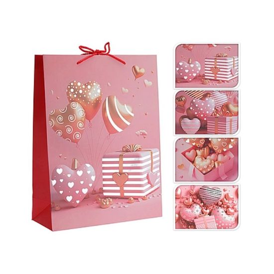 Пакет подарочный Sf.Valentine Сердце и подарок, 26x10xH32см