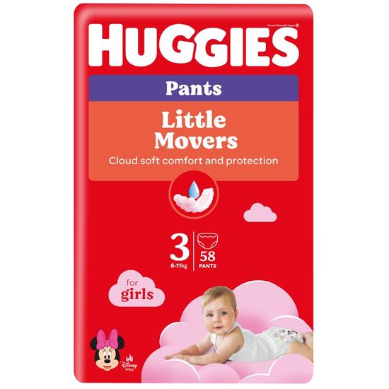 Трусики для детей HUGGIES Pants Mega 3, 6-11 кг, для девочек, 58 шт