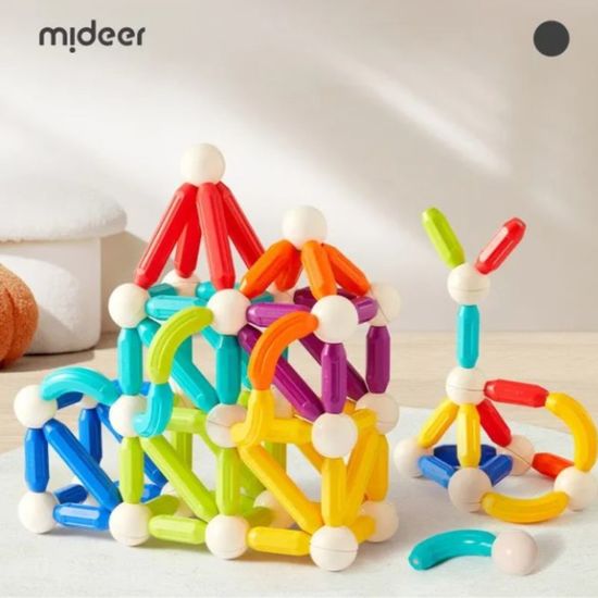 Set de constructie magnetic „Cilindri in culori de curcubeu”, 100 buc, 8 image