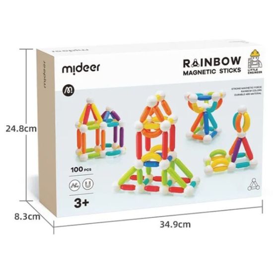 Set de constructie magnetic „Cilindri in culori de curcubeu”, 100 buc, 3 image