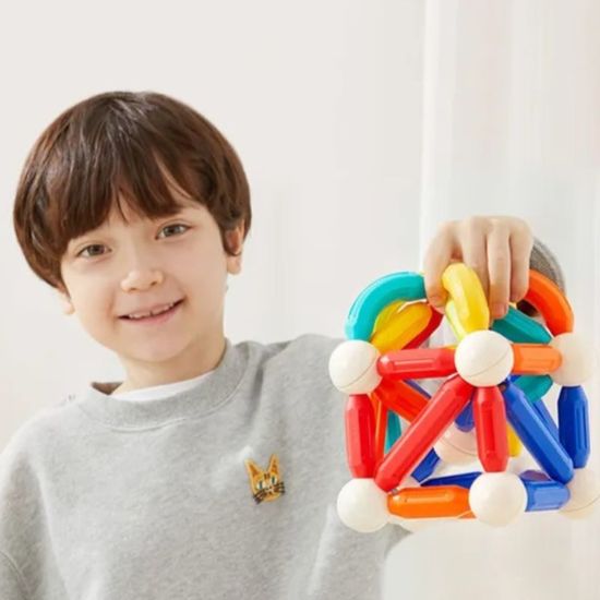 Set de constructie magnetic „Cilindri in culori de curcubeu”, 100 buc, 6 image