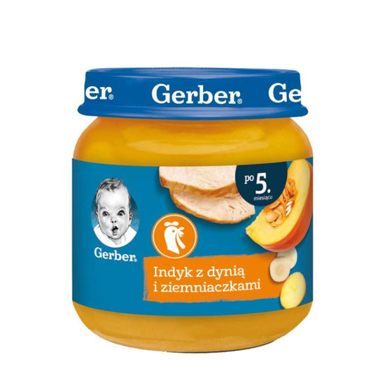 Овощное пюре GERBER, с мясом индейки, 5+ месяцев, 125 г