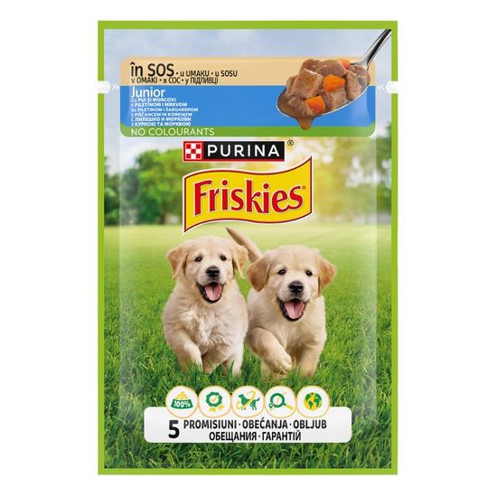 Корм влажный FRISKIES Junior для щенков, курица, морковь, 85 г