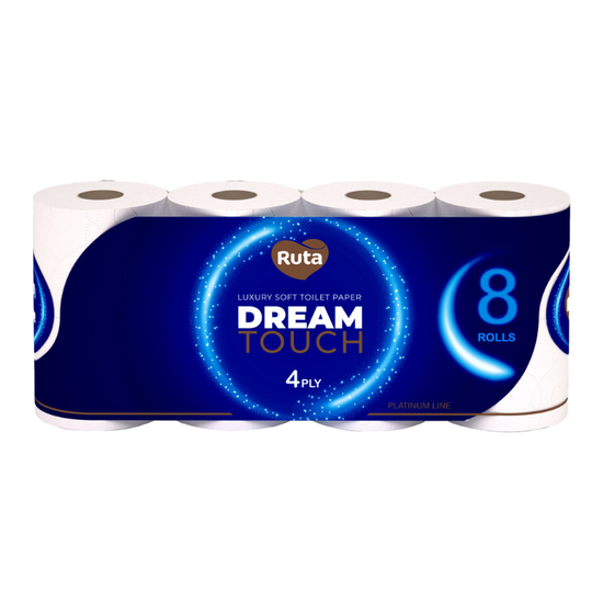 Туалетная бумага RUTA Dream touch, 4 слоя, 8 рулонов, белая
