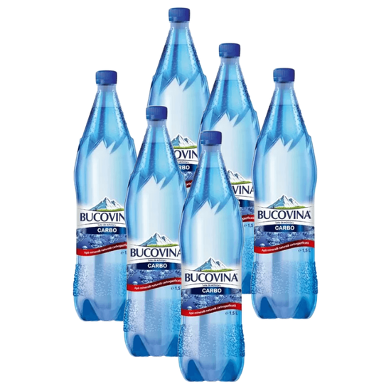 Упаковка BUCOVINA, вода минеральная, газированная, 1.5 л, 6 шт
