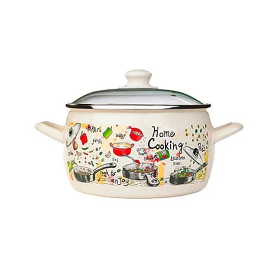 Cratita emailata METALAC Home Cooking, cu capac din sticla, D22 cm, 5.7 l